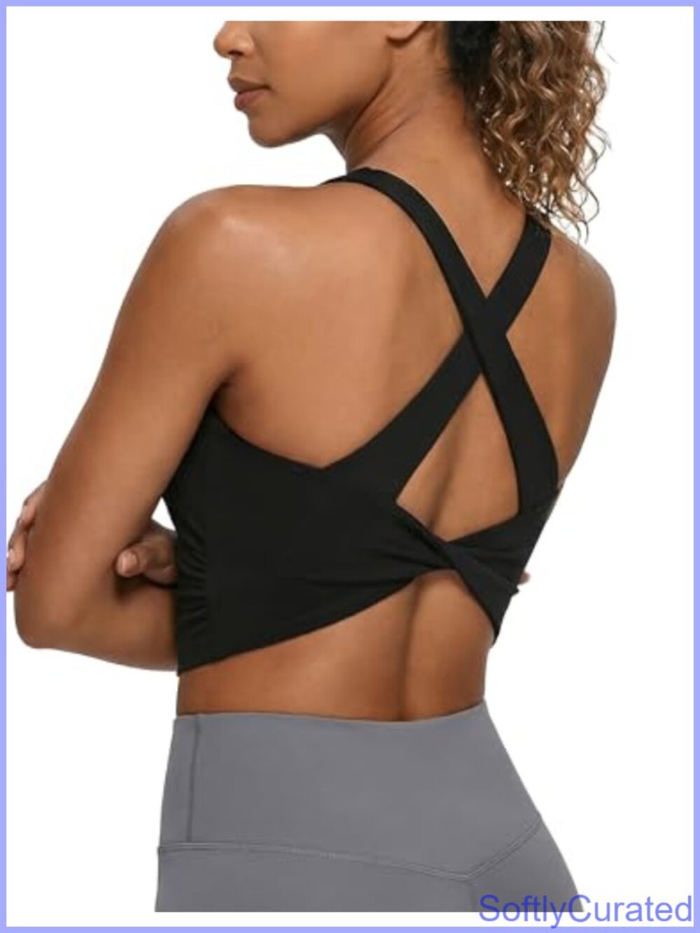 Built in Bra Open Back Crisscross Strap Racerback Workout Tank Top